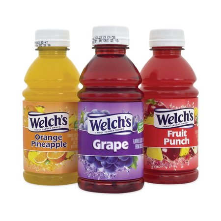 WELCHS Fruit Juice Variety Pack, Fruit Punch, Grape, and Orange Pineapple, 10 oz Bottles, PK24, 24PK 47910